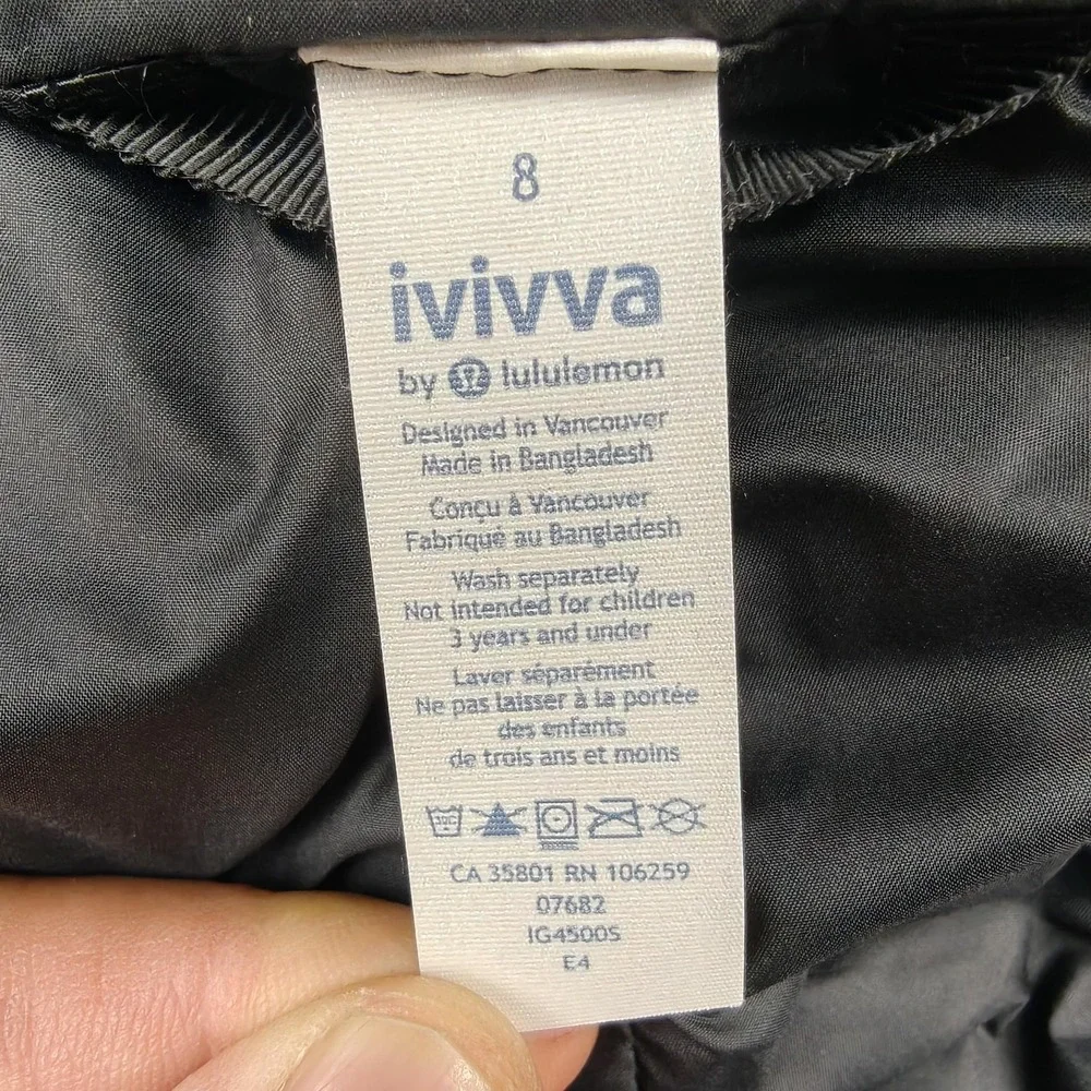 Ivivva By Lululemon Vest Girls 8 Purple Black Reversible Down Puffer Quilted